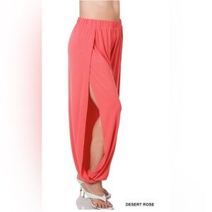 New!Plus Size Desert Rose Color Split Leg Pants Size 1X 2X 3X